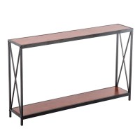 Console Table,Sofa Table With Shelf,Iron Frame Porch Table End Table For Entryway,Living Room, Hallway,Office (Black)