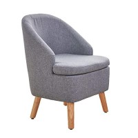 Fuente Luz Accent Upholstered Club Cute Grey Tub Chairs With Barrel Style, Comfortable Round Side Sofa Chair Sitting Sofa Chair For Living Room Bedroom Small Spaces