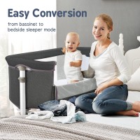 Alvod Baby Bassinet, Bedside Sleeper For Baby, Baby Crib Baby Nursery Bed For Infants, 9 Adjustable Height For Bed Sofa, Breathable Mesh, Easy Assemble (Dark Grey)