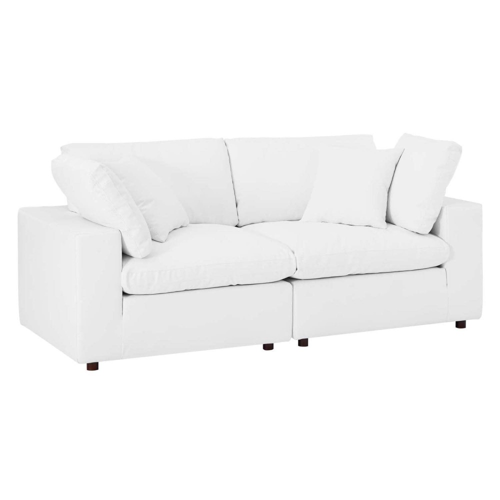 Modway Eei-4913-Whi Down Filled Overstuffed Vegan Leather Loveseat In White