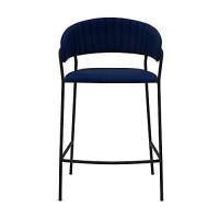Benjara Bar Stool 26-Inch Leatherette Seat Counter Height Barstool, Blue And Black