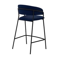 Benjara Bar Stool 26-Inch Leatherette Seat Counter Height Barstool, Blue And Black