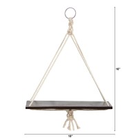 Nearly Natural 18In. X 16In. Hand Crafted Macrame Wall Hanging With Wooden Shelf