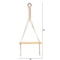 14In. X 24In. Handmade Macrame Wall Hanging With Wooden Shelf