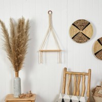14In. X 24In. Handmade Macrame Wall Hanging With Wooden Shelf