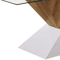 Benjara Two Tone Wooden End Table With Pedestal Base, White And Brown