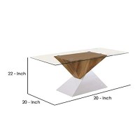 Benjara Two Tone Wooden End Table With Pedestal Base, White And Brown