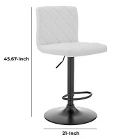 Benjara 20-Inch Metal And Leatherette Swivel Bar Stool, Black And White