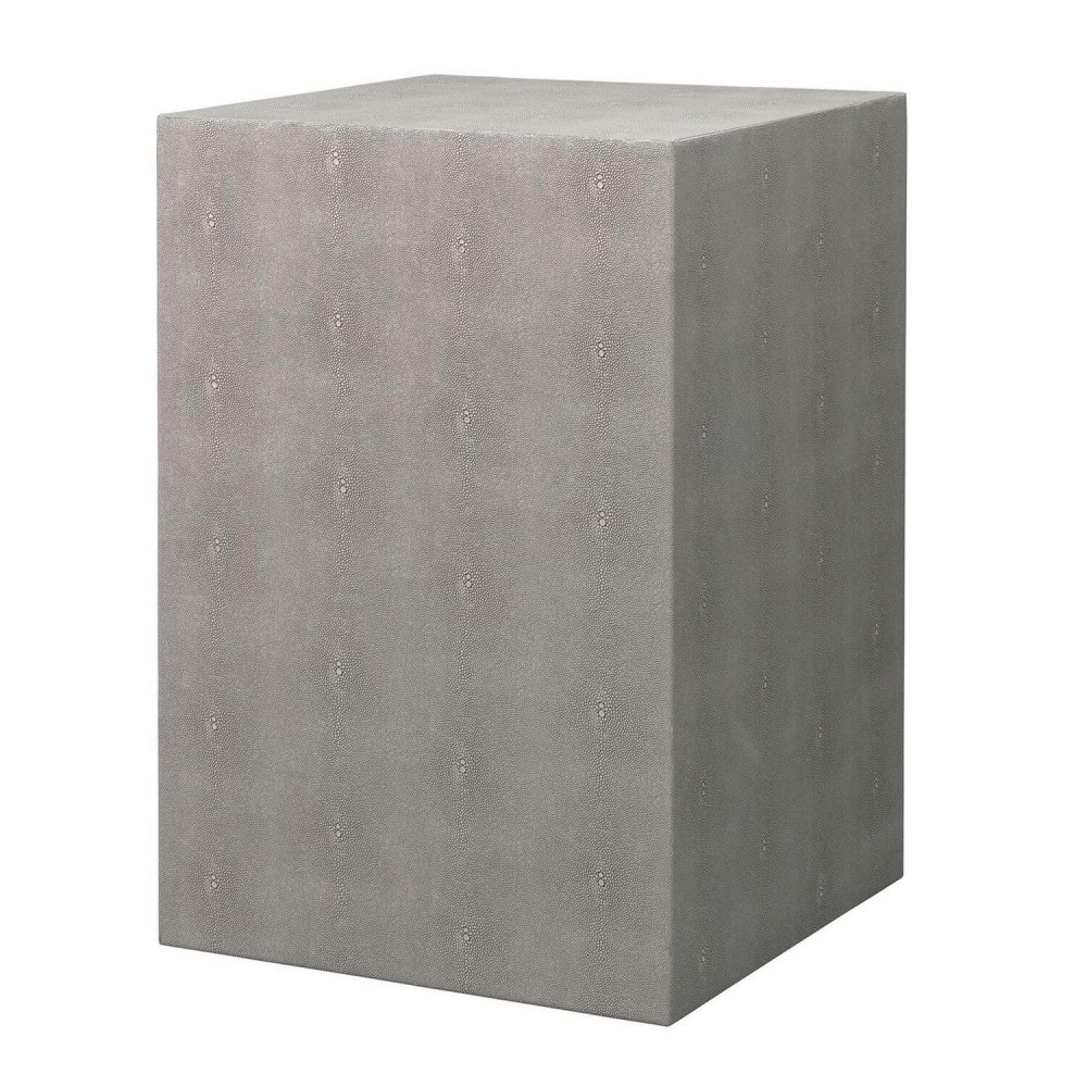 Benjara Side Table With Square Frame And Faux Shagreen Accent, Gray