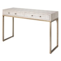 Benjara Console Table With Two Drawers And Metal Base, White