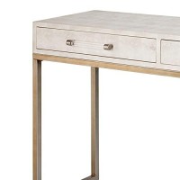 Benjara Console Table With Two Drawers And Metal Base, White