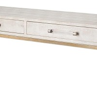 Benjara Console Table With Two Drawers And Metal Base, White