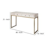 Benjara Console Table With Two Drawers And Metal Base, White