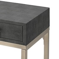 Benjara Side Table With One Drawer And Metal Base, Gray