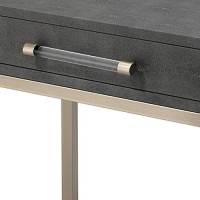 Benjara Side Table With One Drawer And Metal Base, Gray