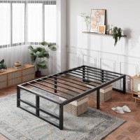 Muticor 14'' Metal Platform Twin Bed Frame With Strong Steel Slats Support/Sufficient Storage Space/Mattress Foundation/No Box Spring Needed/Easy Assembly