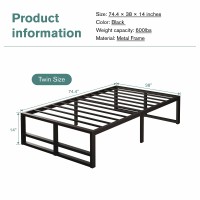 Muticor 14'' Metal Platform Twin Bed Frame With Strong Steel Slats Support/Sufficient Storage Space/Mattress Foundation/No Box Spring Needed/Easy Assembly