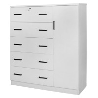 Better Home Products Jcf Sofie 5 Drawer Wooden Tall Chest Wardrobe In White