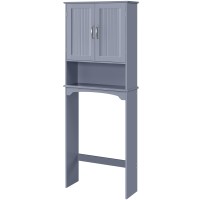 Yaheetech Over The Toilet Bathroom Cabinet With 2 Doors & Adjustable Shelf, Free Standing Toilet Rack Space-Saving, L24.5Xw9Xh66 Inches, Grey