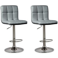 Signature Design By Ashley Bellatier Faux Leather 3338 Adjustable Swivel Barstool, 2 Count, Gray