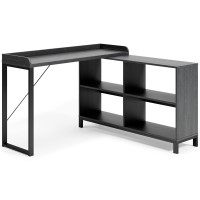 Signature Design By Ashley Yarlow Industrial Home Office L-Shaped Desk With Cube Storage, Black