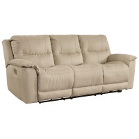 Signature Design By Ashley Next-Gen Gaucho Classic Faux Leather Power Reclining Sofa With Adjustable Headrest, Beige