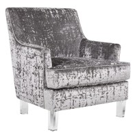 Signature Design By Ashley Gloriann Crushed Velvet Glam Accent Chair With Acrylic Legs, Light Gray