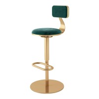 Laxf-Stool Metal Bar Stools With Back Set Of 1, Swivel Barstool Counter Height Adjustable Pub Chairs Teen Girls Dinging Chairs Green Velvet Seat Gold Legs Seat Height 256-315Inch
