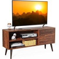 Am Alphamount Tv Console Table With Storage For Tv Up To 55 In, Retro Stand For Media Cable Box Gaming Consoles,Mid Century Modern Wood Tv Stand & Entertainment Center For Living Room Bedroom,Aprts01B