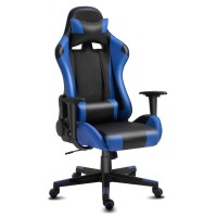 Modern-Depo Swivel Gaming Chair Recliner Height Adjustable Office Reclining Chair With Headrest Lumbar Support, Black Blue