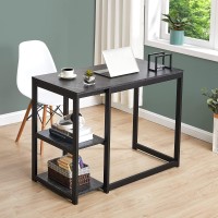 Sinpaid Computer Desk 40 Inches With 2-Tier Shelves Sturdy Home Office Desk With Large Storage Space Modern Gaming Desk Study Writing Laptop Table, Black Marbling (Black Marbling, 40)