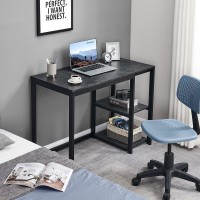 Sinpaid Computer Desk 40 Inches With 2-Tier Shelves Sturdy Home Office Desk With Large Storage Space Modern Gaming Desk Study Writing Laptop Table, Black Marbling (Black Marbling, 40)