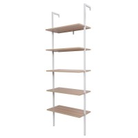 Ladder Shelf,5-Tier Wood Wall-Mounted Bookcase With Metal Frame,Storage Rack Bookshelf For Home Office Bathroom Kitchen Bedroom Living Room (Walnut)