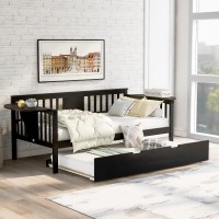 Merax Twin Daybed With Trundle Daybed Frames Twin Size With Storage & Small Foldable Table Wood Slat Support (Espresso Twin With Trundle)