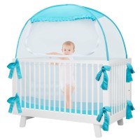 L Runnzer Baby Pop Up Tent, Toddler Crib Net To Keep Baby From Climbing Out, See-Through Breathable Safety Crib Canopy Against Falls Bites, Fits Most Standard Cribs