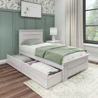 Max & Lily Modern Farmhouse Bed With Panel Headboard And Storage Drawers, Twin, White Wash