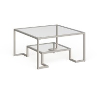 Henn&Hart 32 Wide Square Coffee Table In Satin Nickel, Modern Coffee Tables For Living Room, Studio Apartment Essentials