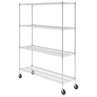 Saferacks Nsf Certified Storage Shelves, Heavy Duty Steel Wire Shelving Unit With Wheels And Adjustable Feet, Used As Pantry Shelf, Garage Or Bakers Rack Kitchen Shelving - (18X60X72 4-Tier)