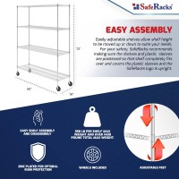 Saferacks Nsf Certified Storage Shelves, Heavy Duty Steel Wire Shelving Unit With Wheels And Adjustable Feet, Used As Pantry Shelf, Garage Or Bakers Rack Kitchen Shelving - (18X60X72 4-Tier)