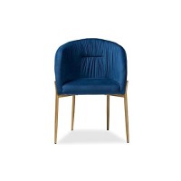 Baxton Studio Ballard Navy Blue Velvet And Gold Finished Metal Dining Chair