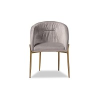 Baxton Studio Ballard Modern Luxe And Glam Grey Velvet Fabric Upholstered And Gold Finished Metal Dining Chair