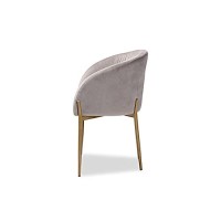 Baxton Studio Ballard Modern Luxe And Glam Grey Velvet Fabric Upholstered And Gold Finished Metal Dining Chair