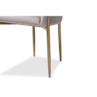 Baxton Studio Ballard Modern Luxe And Glam Grey Velvet Fabric Upholstered And Gold Finished Metal Dining Chair