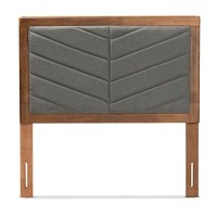 Baxton Studio Iden Modern And Contemporary Dark Grey Fabric Upholstered And Walnut Brown Finished Wood Twin Size Headboard