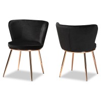 Baxton Studio Farah Black And Rose Gold Finished Dining Chair (Set Of 2)