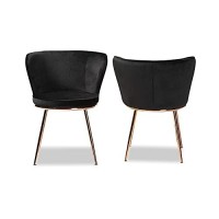 Baxton Studio Farah Black And Rose Gold Finished Dining Chair (Set Of 2)