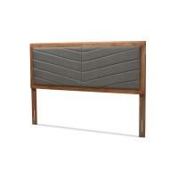 Baxton Studio Iden Modern And Contemporary Dark Grey Fabric Upholstered And Walnut Brown Finished Wood Queen Size Headboard