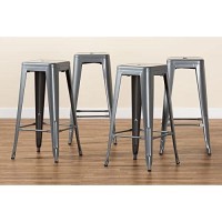 Baxton Studio Horton Grey Finished Metal 4-Piece Stackable Bar Stool Set