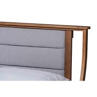 Baxton Studio Regis Modern And Contemporary Transitional Light Grey Fabric Upholstered And Walnut Brown Finished Wood Full Size Platform Bed