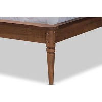 Baxton Studio Regis Modern And Contemporary Transitional Light Grey Fabric Upholstered And Walnut Brown Finished Wood Full Size Platform Bed